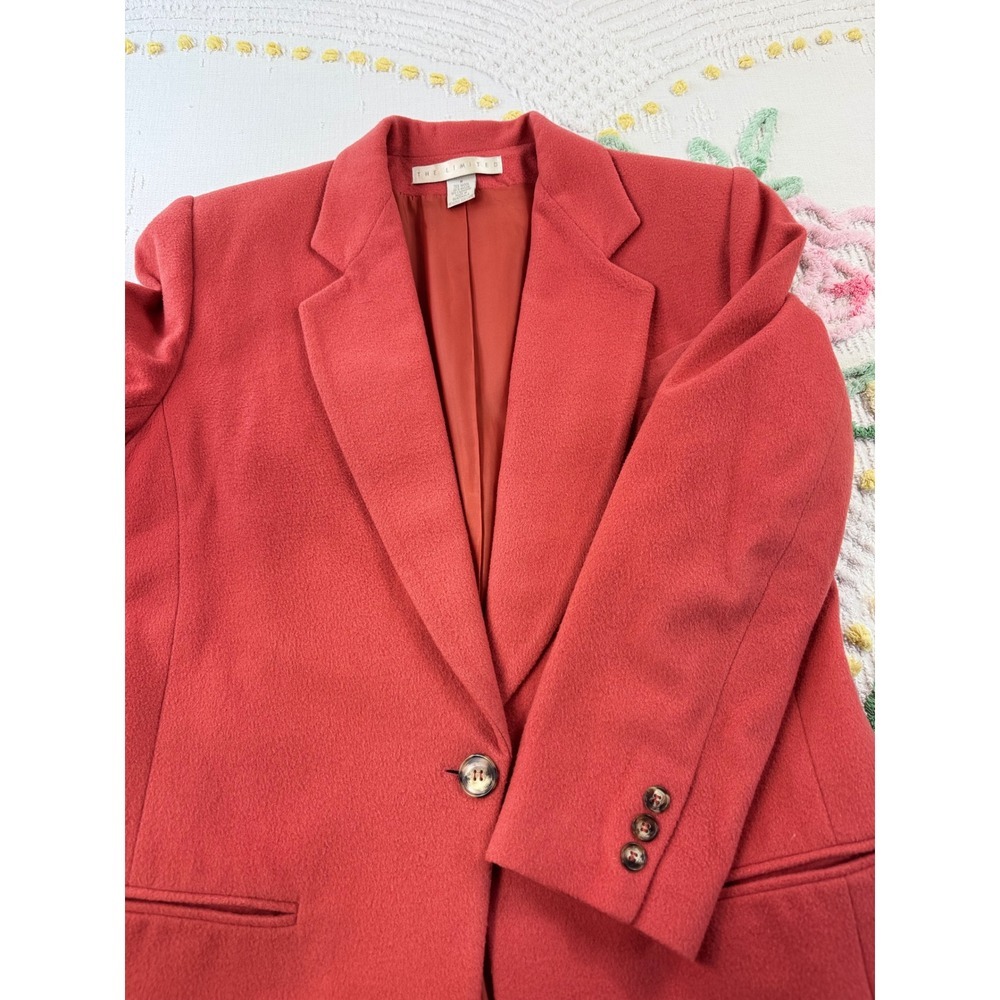 The Limited Wool Cashmere Blend Blazer Jacket Coral Pink Vintage Oversized Sz M - Picture 5 of 9